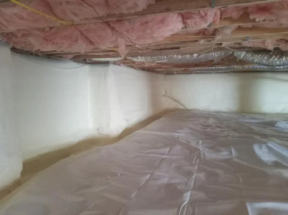 Crawl space encapsulation with closed-cell spray foam for Attic Insulation in Danbury